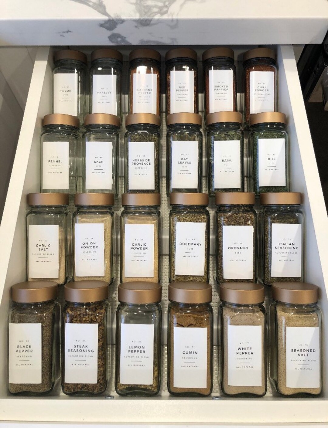 Custom Spice Drawer Organizer for Vertical/Standing Jars