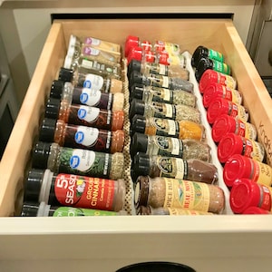Customizable Spice Rack Drawer Organizer / Spice drawer organization / Kitchen insert spice storage with liner / Vertical/ Christmas gift