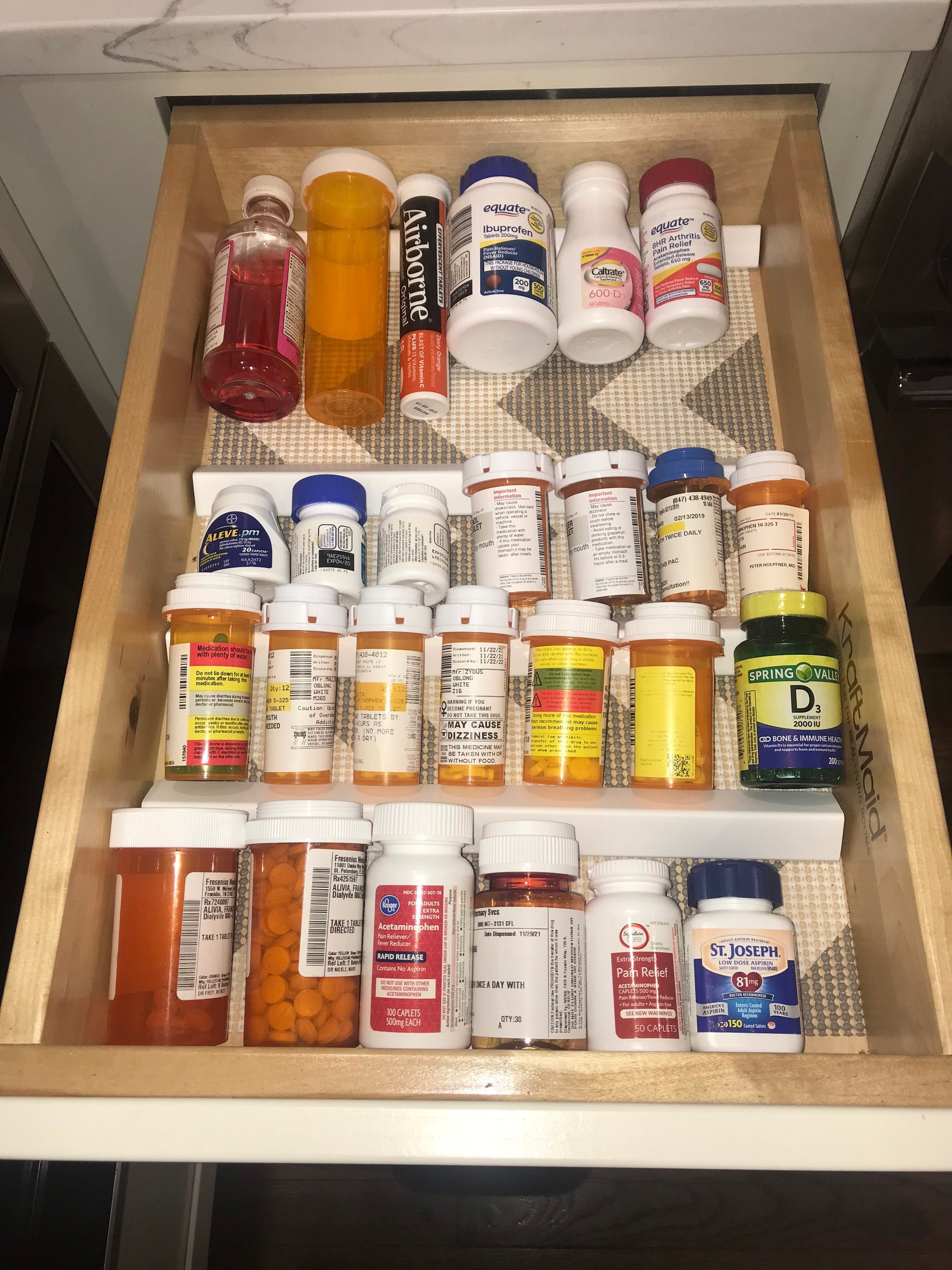 Bathroom Medicine Drawer Organizer, Pill Bottle Drawer Separator