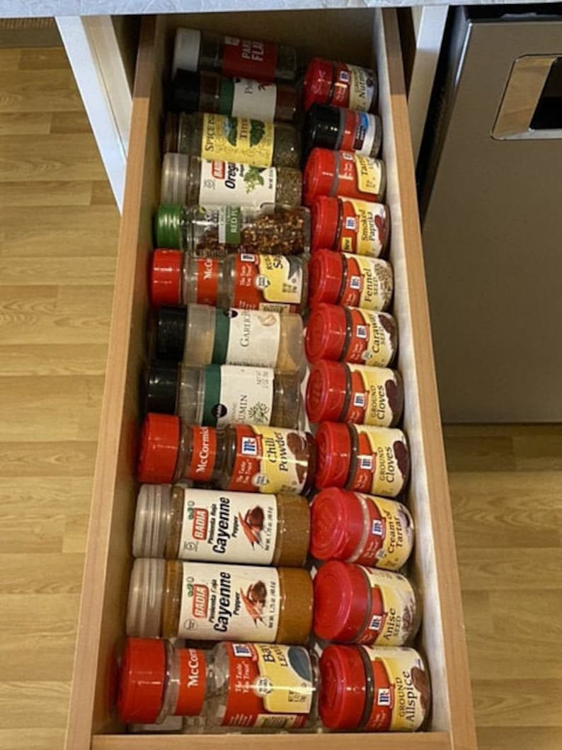 Custom Spice Rack Kitchen Drawer Organizer Spice Jar Storage Etsy