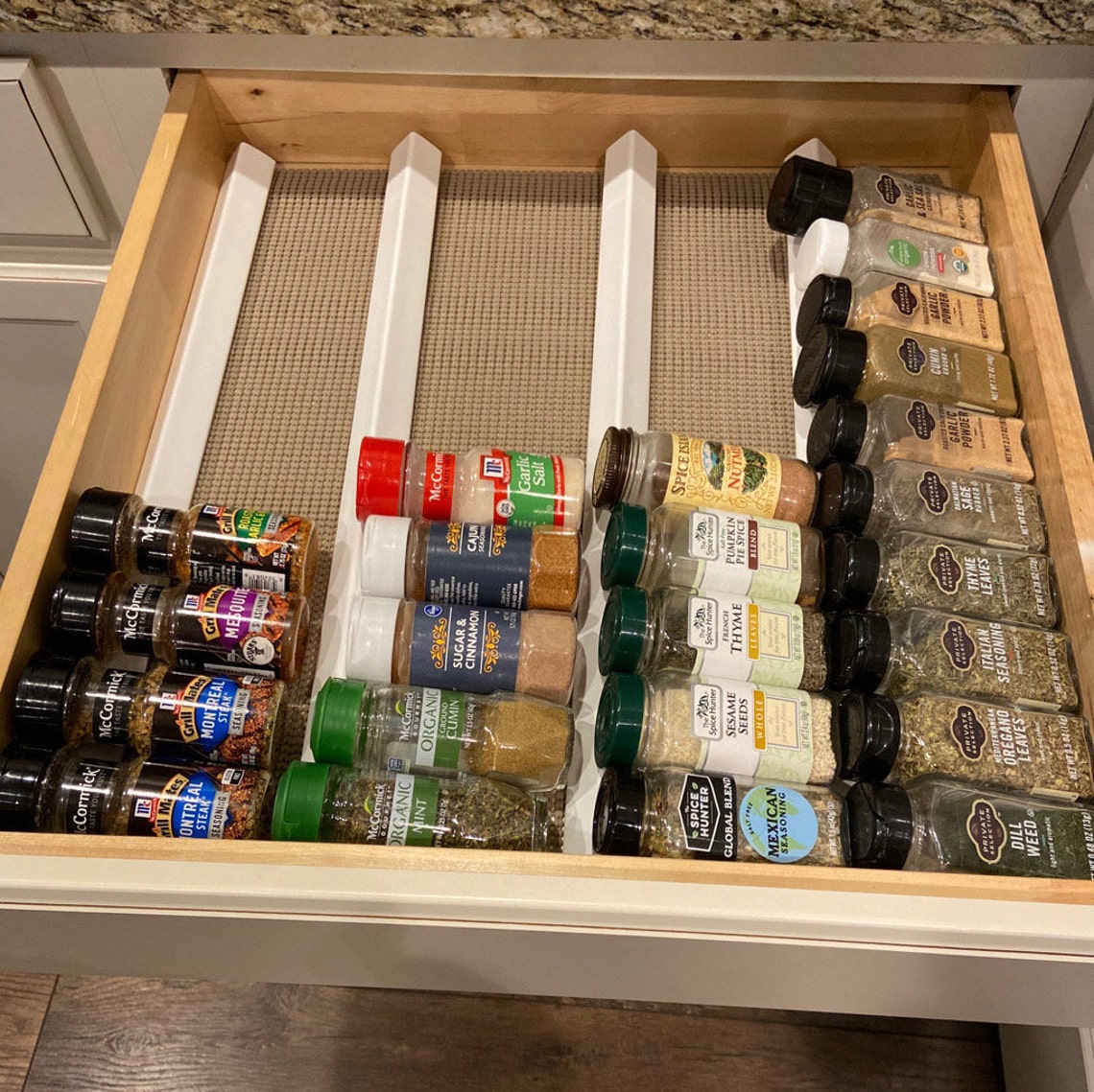 Customizable Spice Rack Drawer Organizer With Nonskid Liner - Etsy
