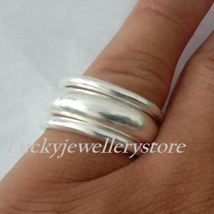 Solid 925 Sterling Silver Minimalist Ring, 3 Set Dome Ring, Designer Unique Style Ring, Handmade Chunky Dome Ring, Wide Band Ring Jewelry,