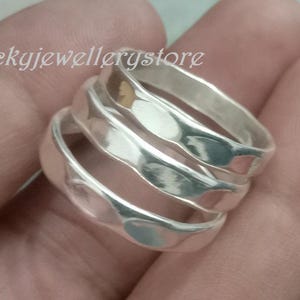 Stackable 925 Sterling Silver 3 Rings Set, Stacking rings, Silver band rings, Ring stacks Minimalist Ring, hammered ring set of-3 Thin Ring,