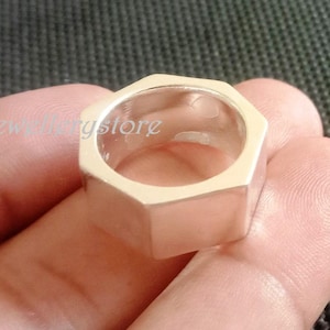 Nut ring, Hexagon Band ring, Designer Unique Style Ring, Solid silver hex nut ring, Industrial Ring, Textured Chunky ring, Geometric Ring,