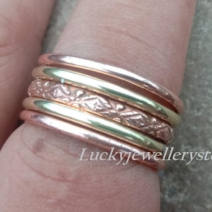 100% Pure Copper Healing Ring, Set of 5 Stacking Pretty Ring, Statement Thine Anxiety Stackable Lovely Ring, Handmade Copper Jewelry Ring,