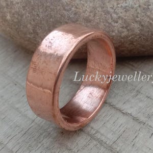 Pure Copper Therapy Ring, Thick Copper Band, Unique Statement Dainty ring, Simple Copper Wedding 7th Anniversary Gifts, Arthritis Jewelry,