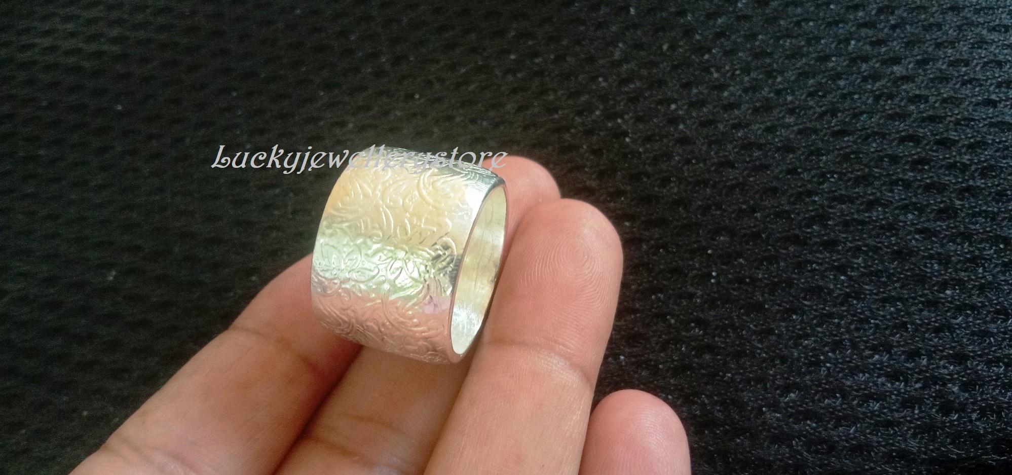 Handmade Thick Heavy Silver Ring: Wide Band Wedding Birthday Gifts, 925 ...