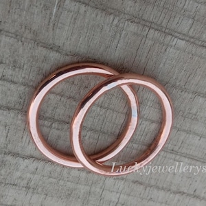 Anillo de cobre macizo minimalista apilable, juego de 2 anillos apilables de cobre puro, juego de 2 anillos apilables de cobre puro, anillo para el dolor articular por artritis,