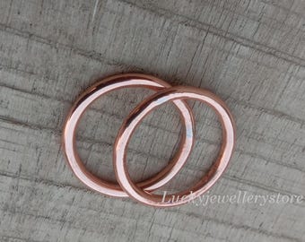 Solid Copper ring Minimalist Stackable ring, Copper Set of 2 Stacking, Pure copper stacking rings set-2, arthritis joint pain Bands ring,