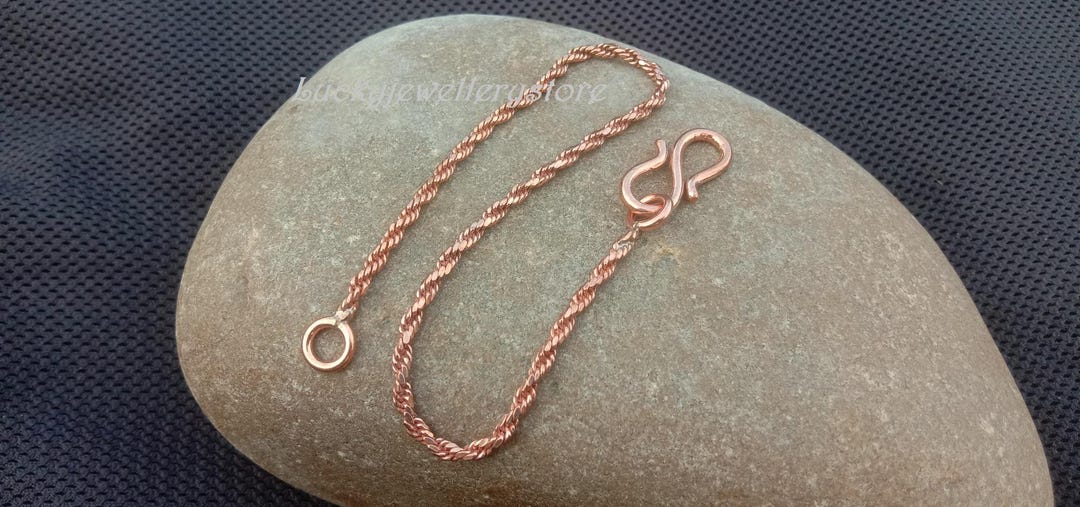 Solid Copper Handmade Twisted Chain Bracelet Copper S-hook Anklet ...