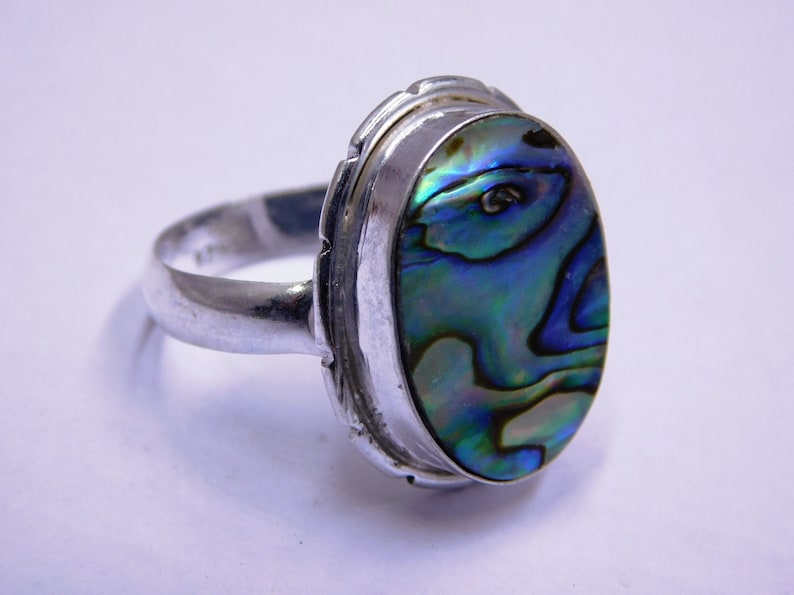 Shell Natural Abalone Ring,Shell Jewelry,Abalone shell Ring,Shell Ring,girlfriend ring Sterling Silver ring, Statement Ring Healing Ring