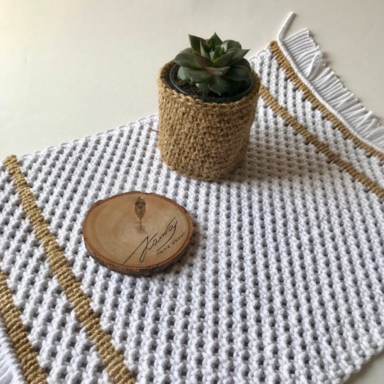 Macrame table runner natural table mat coffee table decor Etsy