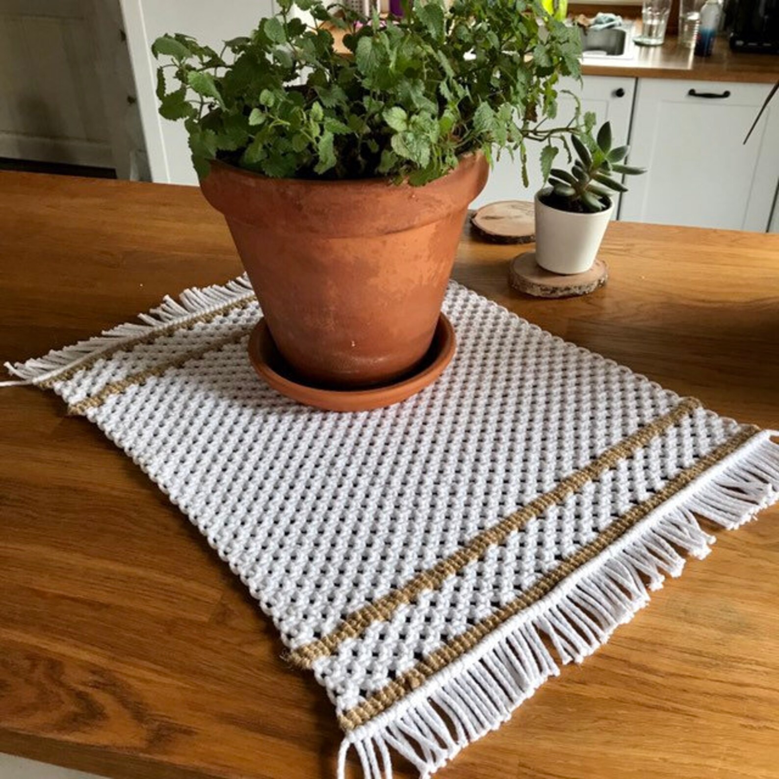 Macrame table runner natural table mat coffee table decor Etsy