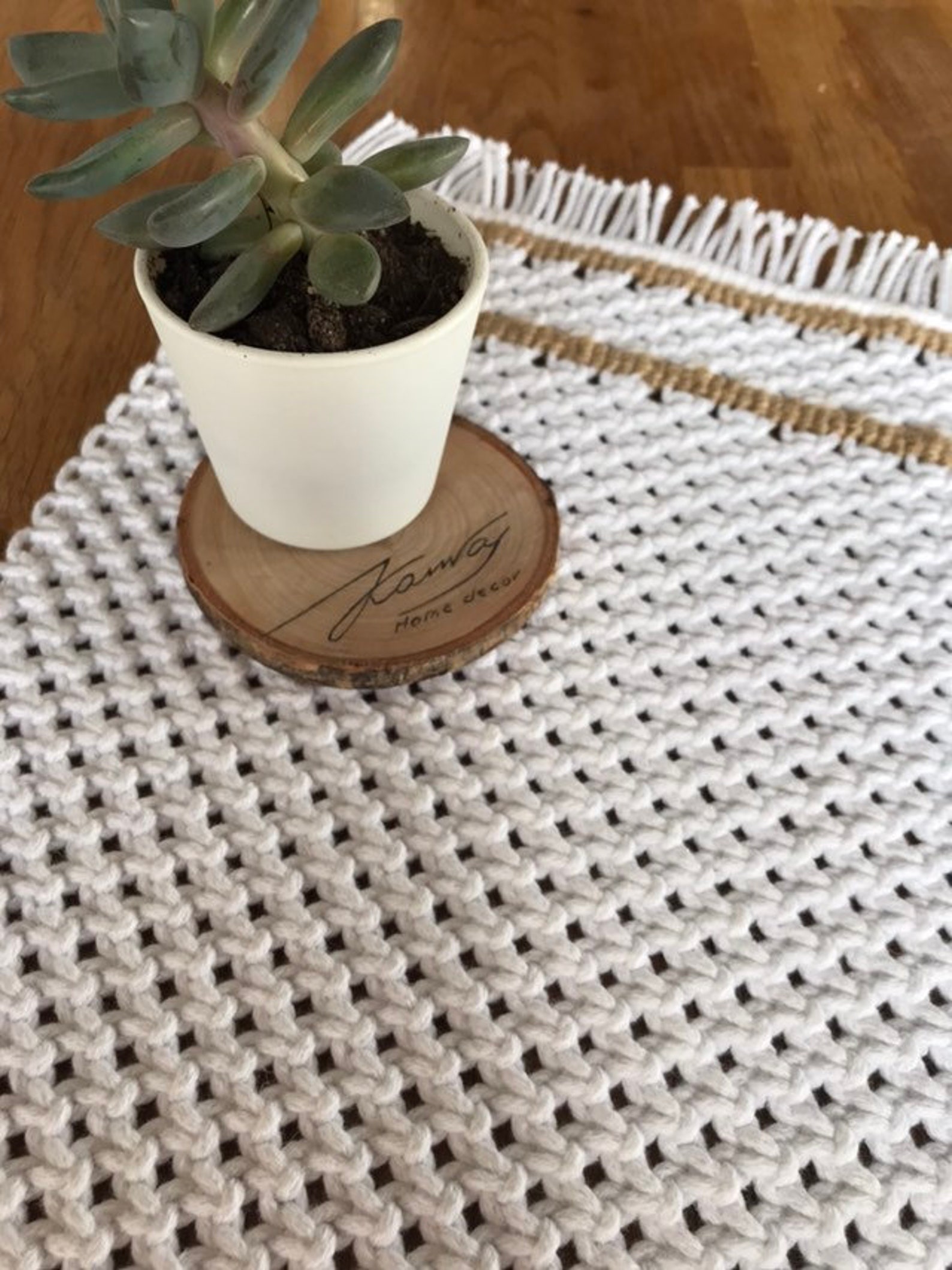 Macrame table runner natural table mat coffee table decor Etsy