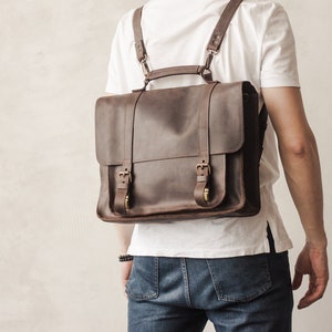 Brown Leather Messenger Bag for Men Handcrafted Briefcase Satchel Laptop Bag Rustic Leather Messenger Bag for Men image 1