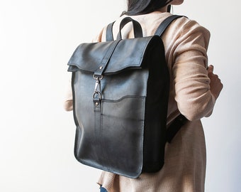 leather laptop rucksack womens
