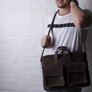 Handcrafted Leather Messenger Bag for Men | Vintage Briefcase | Rustic Crossbody Bag | Brown Leather Messenger Bag for Men
