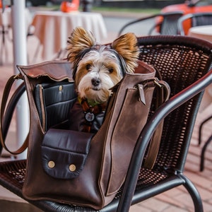 Leather pet carrier, Pet travel bag, Cat carrier bag, Dog travel bag, Dog tote bag carrier, Dog walking bag, Travel bag for dogs