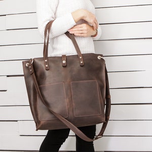 Tote bag,Personalized Bag,Leather Laptop Bag,Leather tote women,Laptop Tote,Large leather tote,Brown leather tote bag,Leather tote work image 1