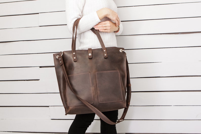 Tote bag,Personalized Bag,Leather Laptop Bag,Leather tote women,Laptop Tote,Large leather tote,Brown leather tote bag,Leather tote work image 1