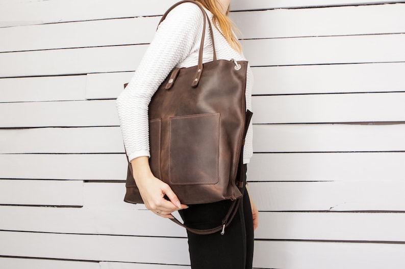 Tote bag,Personalized Bag,Leather Laptop Bag,Leather tote women,Laptop Tote,Large leather tote,Brown leather tote bag,Leather tote work image 3