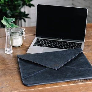 Blue Leather envelope sleeve,Macbook case,Laptop sleeves,Laptop case macbook air 13,Macbook pro sleeve,Macbook air 13 sleeve,Mac case