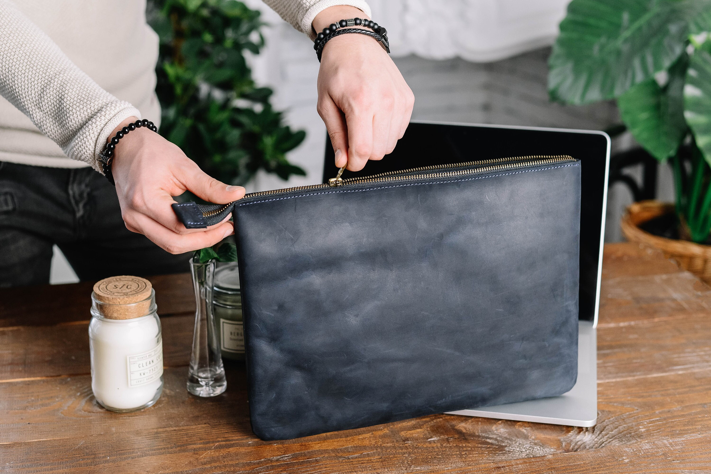 Leather Document Bag Etsy