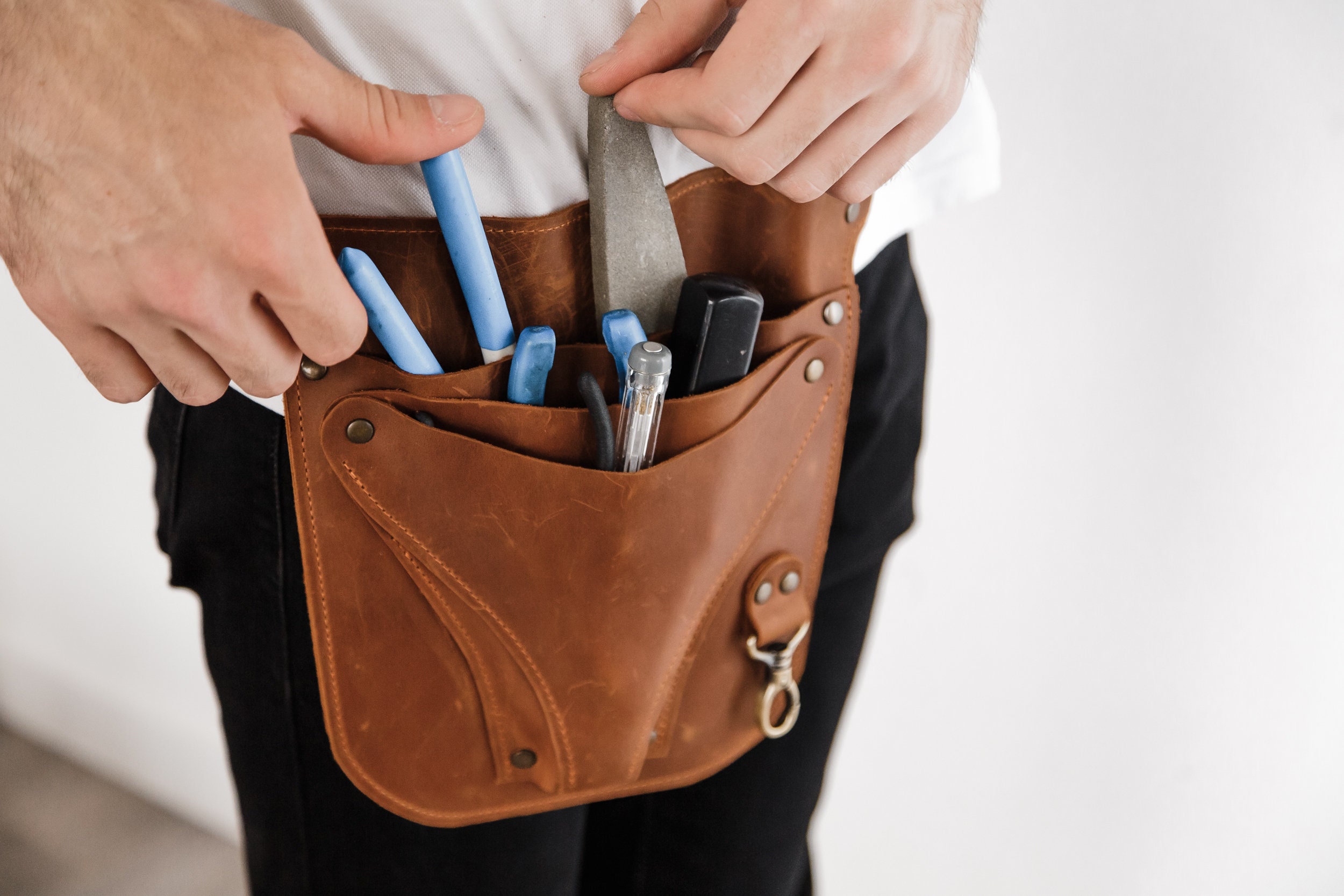 Personalized Leather Tool Pouch Custom Utility Belt Bag for 