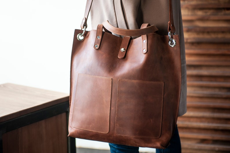 PERSONALIZED Women bag,Leather Tote Bag,Monogram tote bag,Satchel bag,Laptop tote bag,Large leather tote,Leather laptop bag women image 3