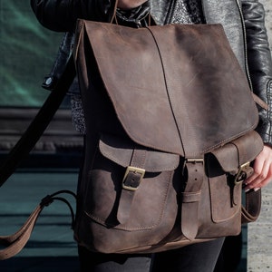 Leather backpack, Brown leather backpack, Laptop bag, Leather rucksack, Leather bag for men & women, Unisex bag, Vintage backpack