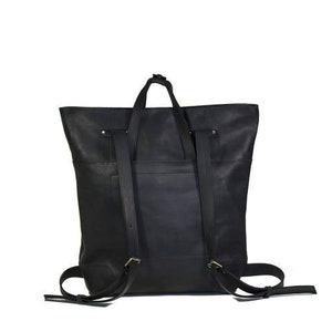 Simple Black Leather Tote Bag, Minimalist Everyday Work Bag image 9