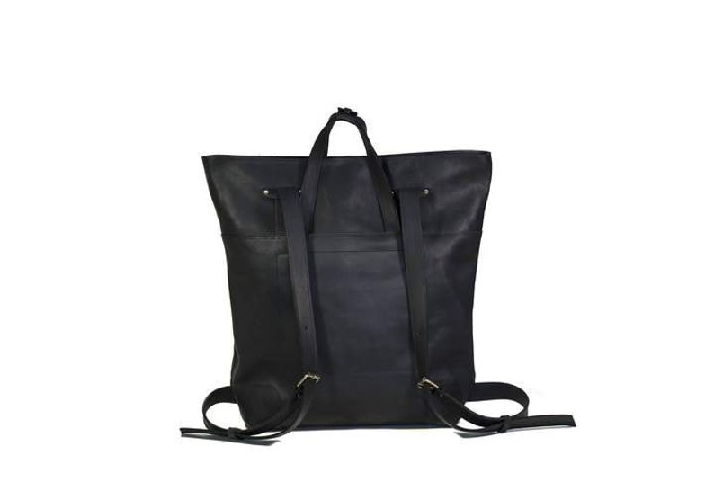 Simple Black Leather Tote Bag, Minimalist Everyday Work Bag image 9