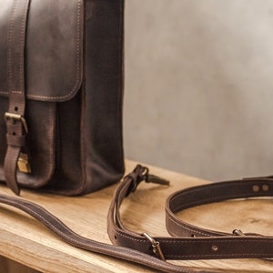 Brown Leather Messenger Bag for Men Handcrafted Briefcase Satchel Laptop Bag Rustic Leather Messenger Bag for Men image 9