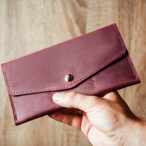 Cartera, Monedero de cuero, Cartera personalizada, Carteras de cuero para hombres, Cartera para tarjetas de crédito, Cartera de cuero para mujeres, Cartera grabada, Cartera larga
