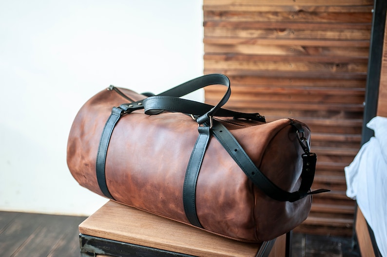 buffalo leather duffle bag
