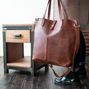 Large Minimalist Leather Tote Bag, Leather Bag, Leather Purse Crossbody image 2