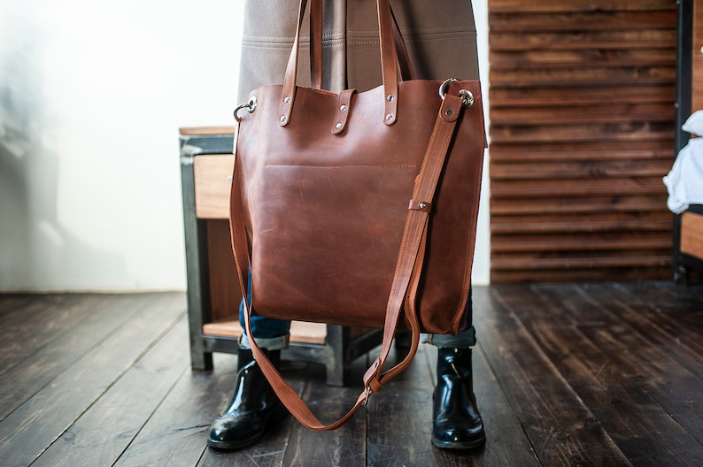 Personalized Bag, Women bag, Large leather bag, Leather tote women, Laptop bag women, Everyday bag, Brown leather tote bag, Leather work bag image 7