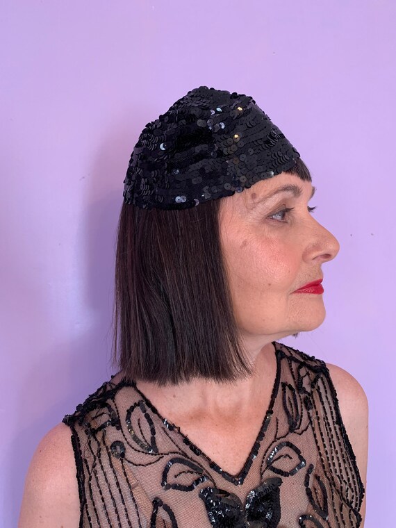 1920’s Black Sequin Skull Cap