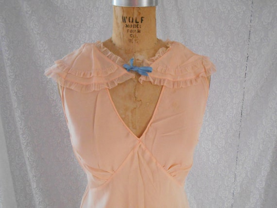 1930's Pure Silk/Crepe Peach Night Gown - "Trillco