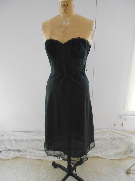 1950’s Black Bullet Bra/Bustier and Slip/Petticoat