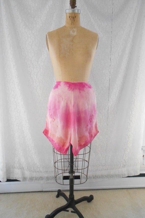 OOAK 1930's Bright Pink Tye Dyed Silk Tap Pants