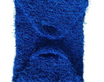 Dark Blue Exfoliating Body Washcloth with Grip Handles, Back Scrubber