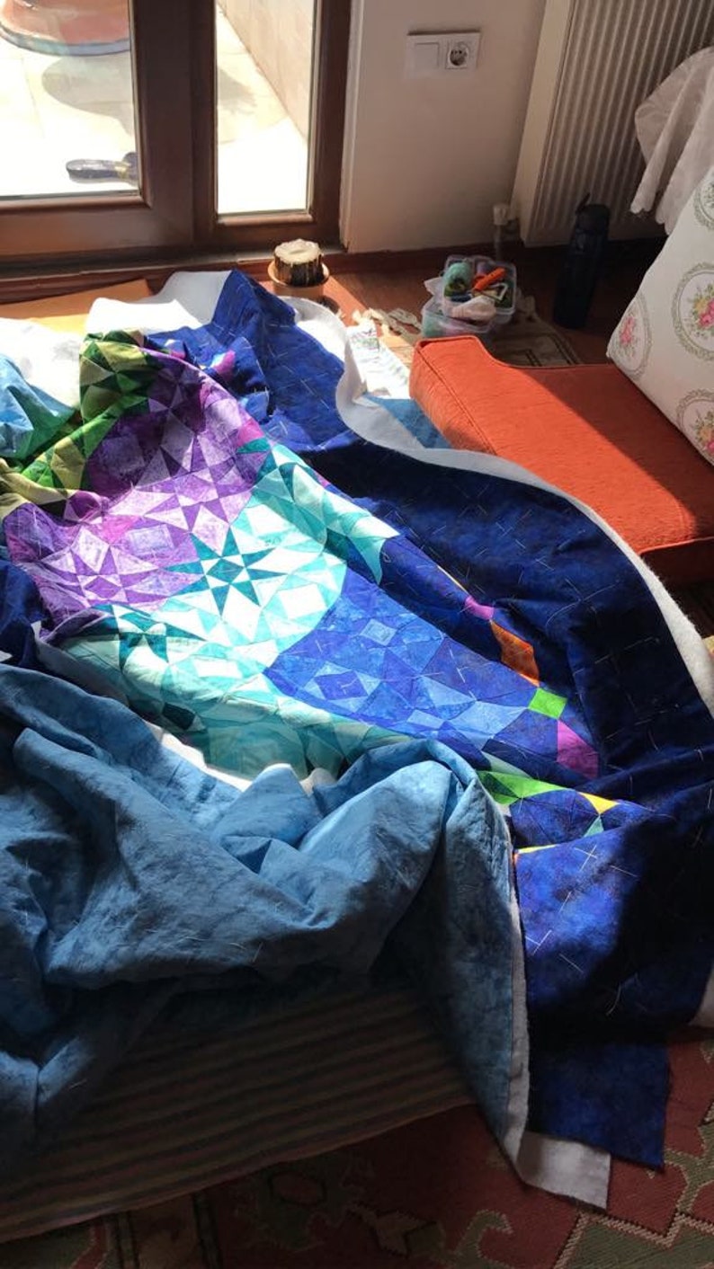 Hand Quilt Cotton Bed Spread King Size Patchwork Bed Cover Etsy