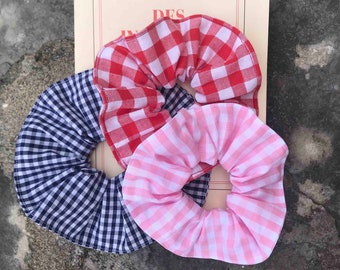 Navy OR Pink OR Red Vichy Scrunchie - Vicky