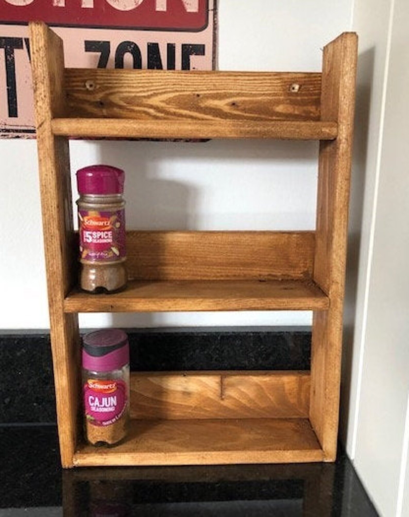 Spice rack rustic uk pallet wood wall free standing assembled Etsy