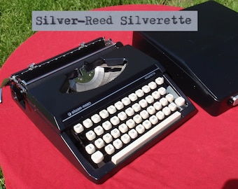 Silver Seiko Silverette Working Vintage Typewriter Yellow Typewriter 1970's Manual Portable Typewriter  Gift For Writer