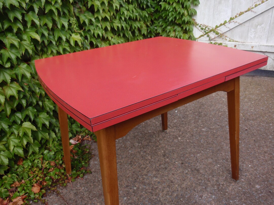 Mid Century Formica Top Extending Table Red Formica Retro Mid Century Table Extending