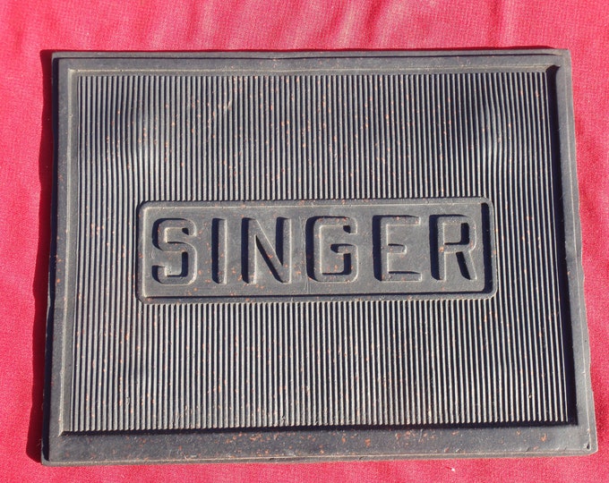 Singer Sewing Mat Singer Treadle Sewing Machine Rubber Mat Enclosed Cabinet Type 1950's ...