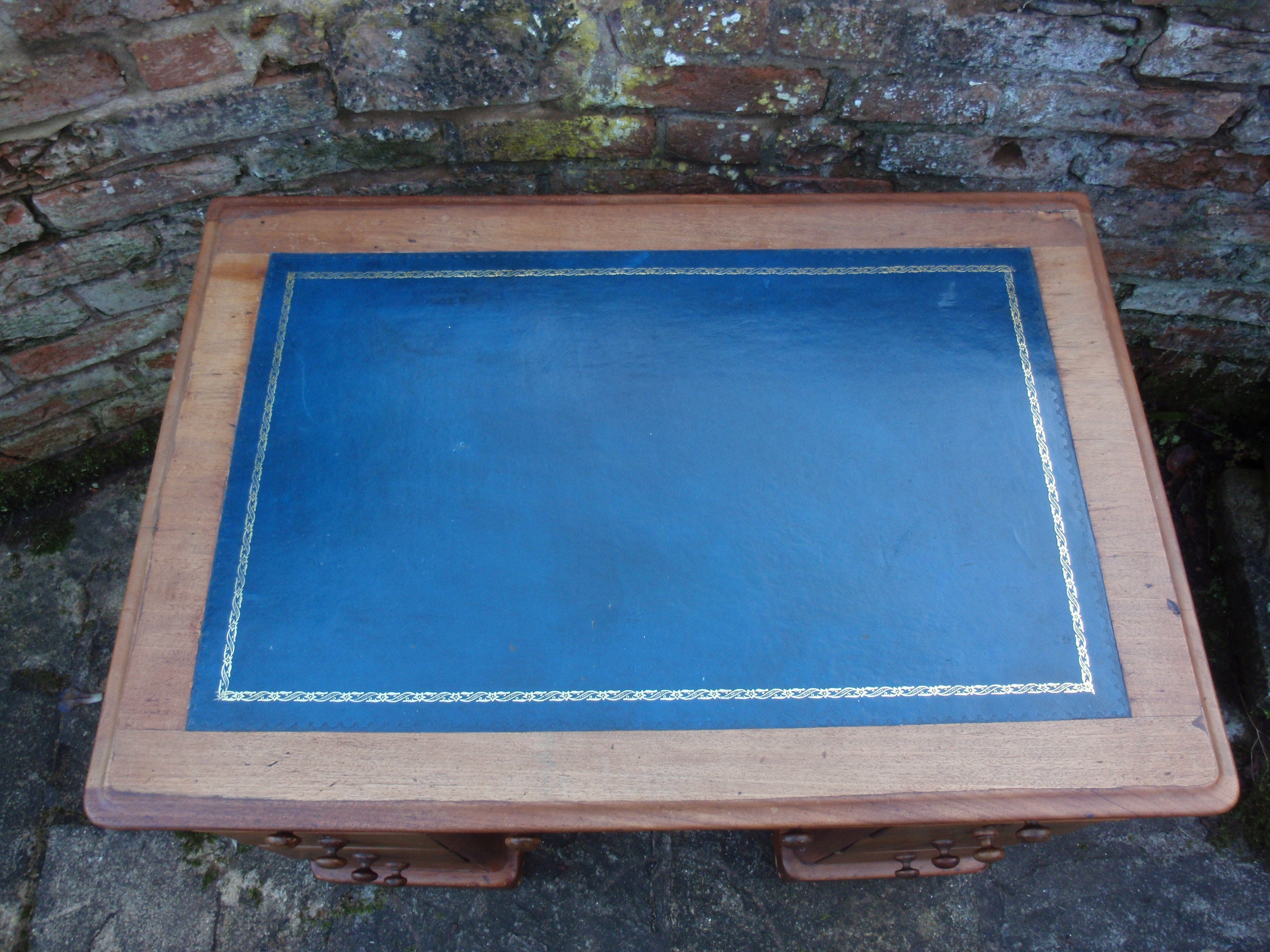 Antique Compact Pedestal Desk Small Desk Leather Top Captains Etsy UK