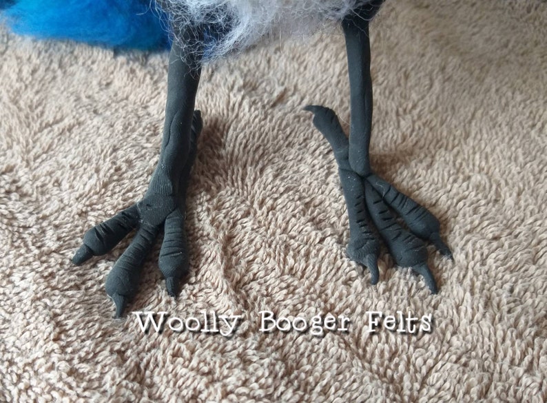 Needle felted black billed magpie